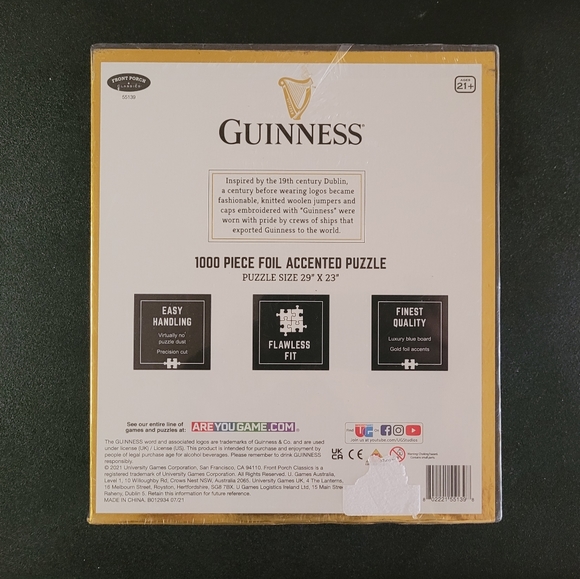 Guinness Beer 1000 Piece Foil Jigsaw Puzzle 29x23" Front Porch Classics - Picture 3 of 4